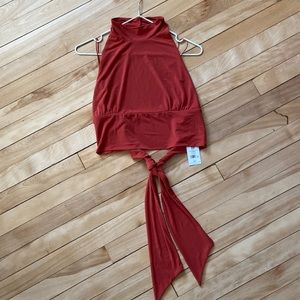 Backless wrap halter top in Cinnamon. Beautiful colour! High neck. Size LARGE